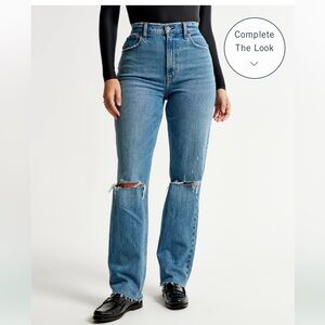 SOLD Abercrombie & Fitch Curve LoveUltra HighRise90s StraightJeanmedium destroy